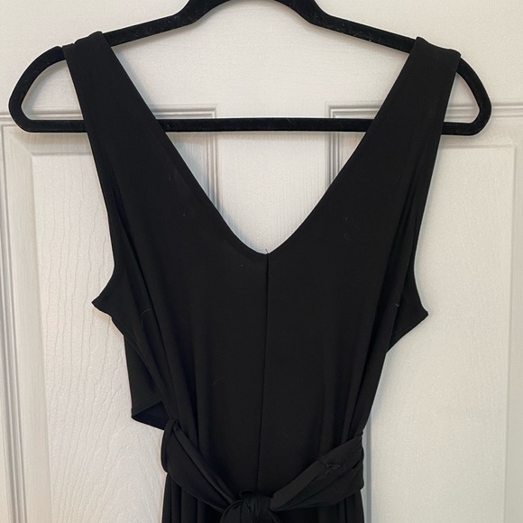 Black V-Neck Jumpsuit (cropped flare leg) - Picture 4 of 5
